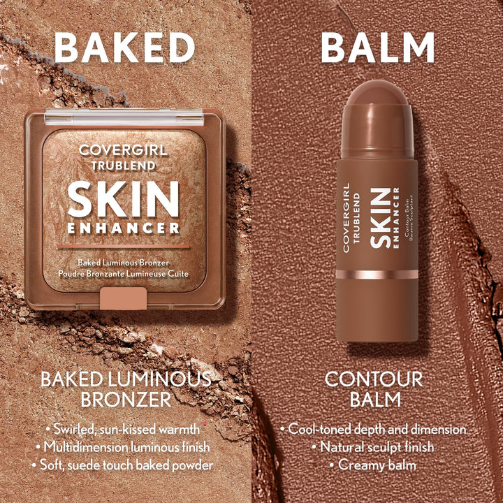 أحمر الخدود/البرونزر المخبوز المضيء TruBlend Skin Enhancer من COVERGIRL، مع حمض الهيالورونيك وخلاصة الورد الأبيض، يمتزج بسلاسة