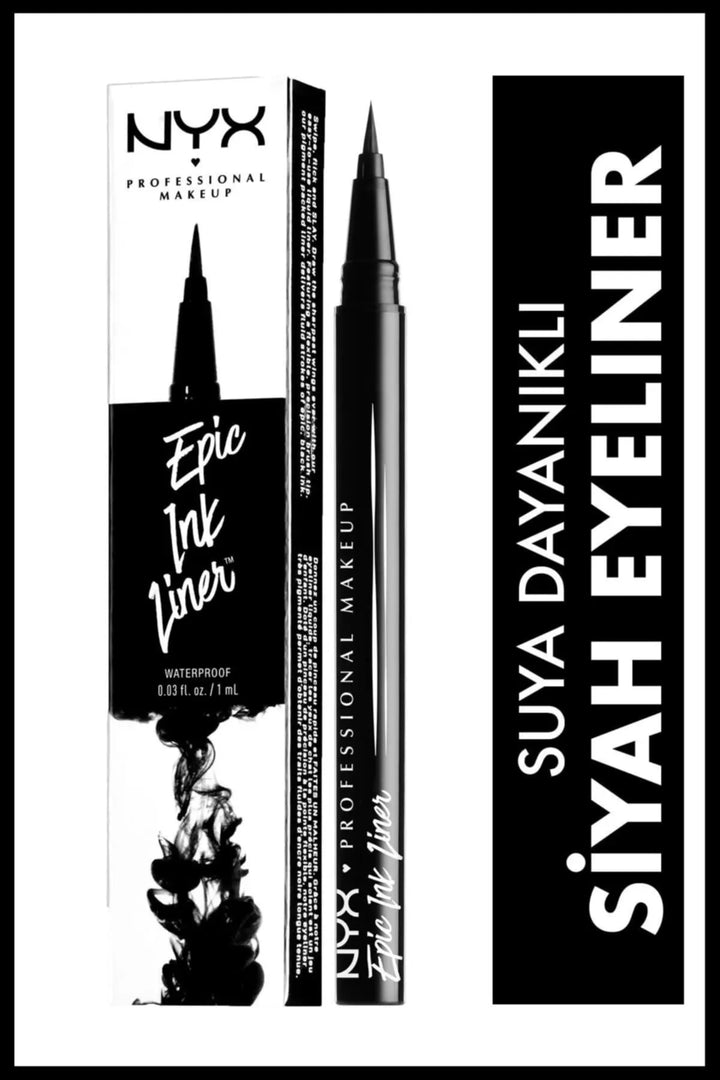 NYX PROFESSIONAL MAKEUP Epic Ink Liner, Waterproof Liquid Eyeliner - Black, Vegan Formula