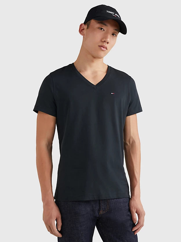 Tommy Hilfiger Men's V-Neck T-Shirt, Black Iris - Size Large - 3alababak