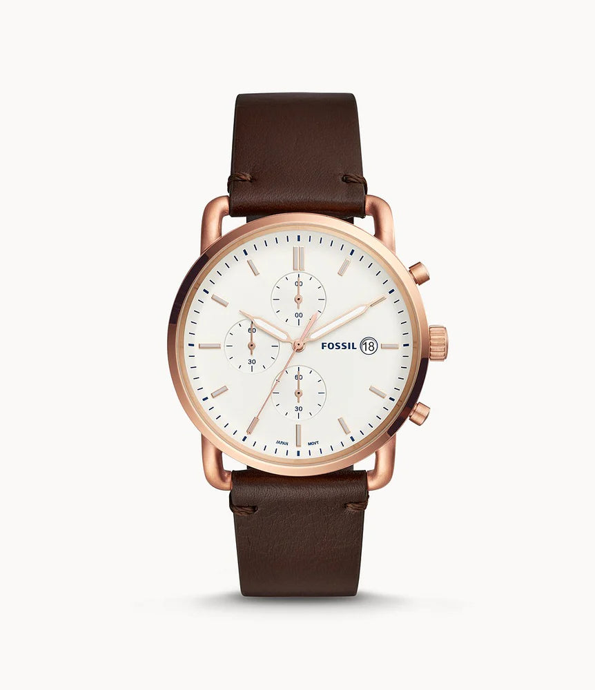 Fossil Commuter Chronograph Java Leather Watch -  FS5476