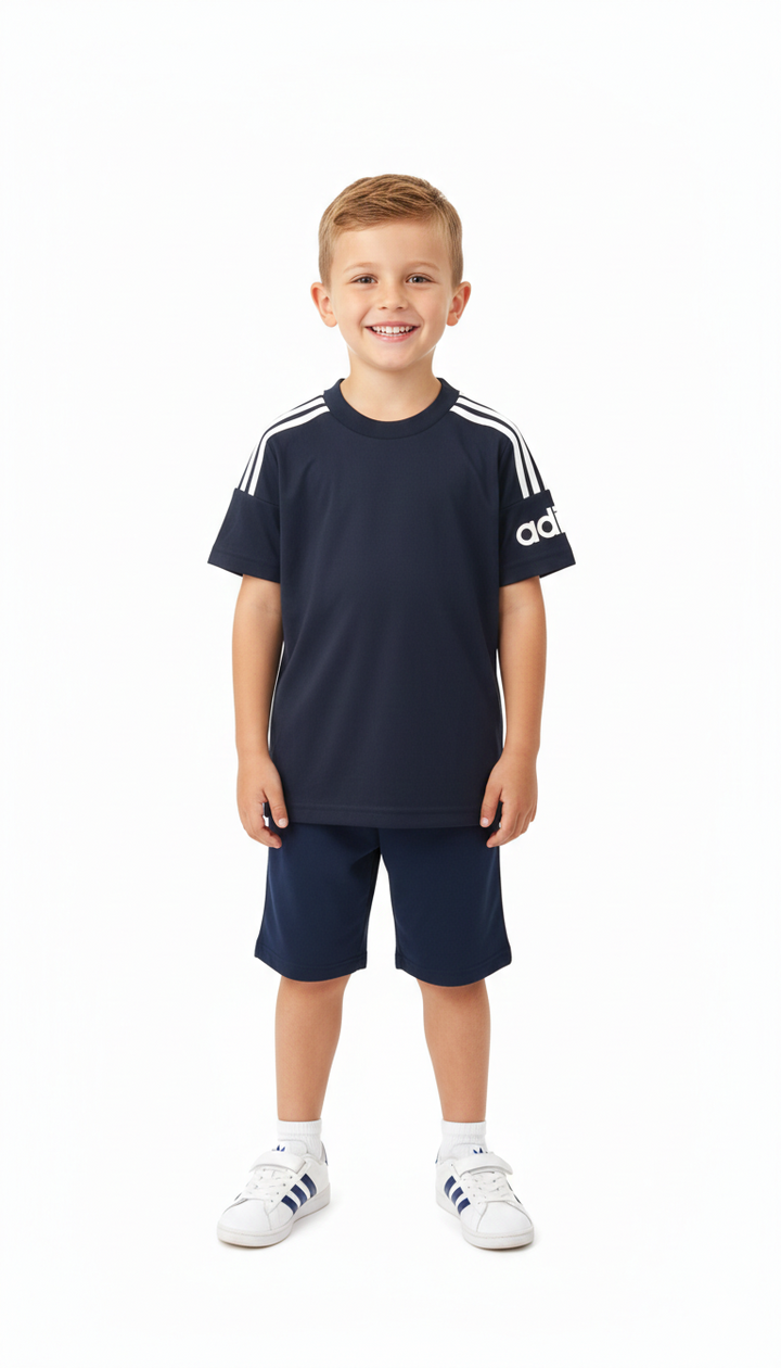 Adidas boys's Essentials 3-Stripes Navy Blue T-Shirt - Small
