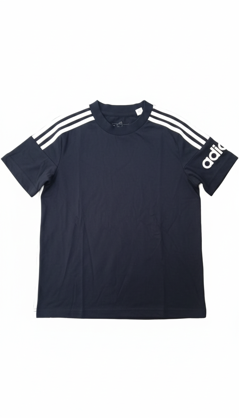 Adidas boys's Essentials 3-Stripes Navy Blue T-Shirt - Small
