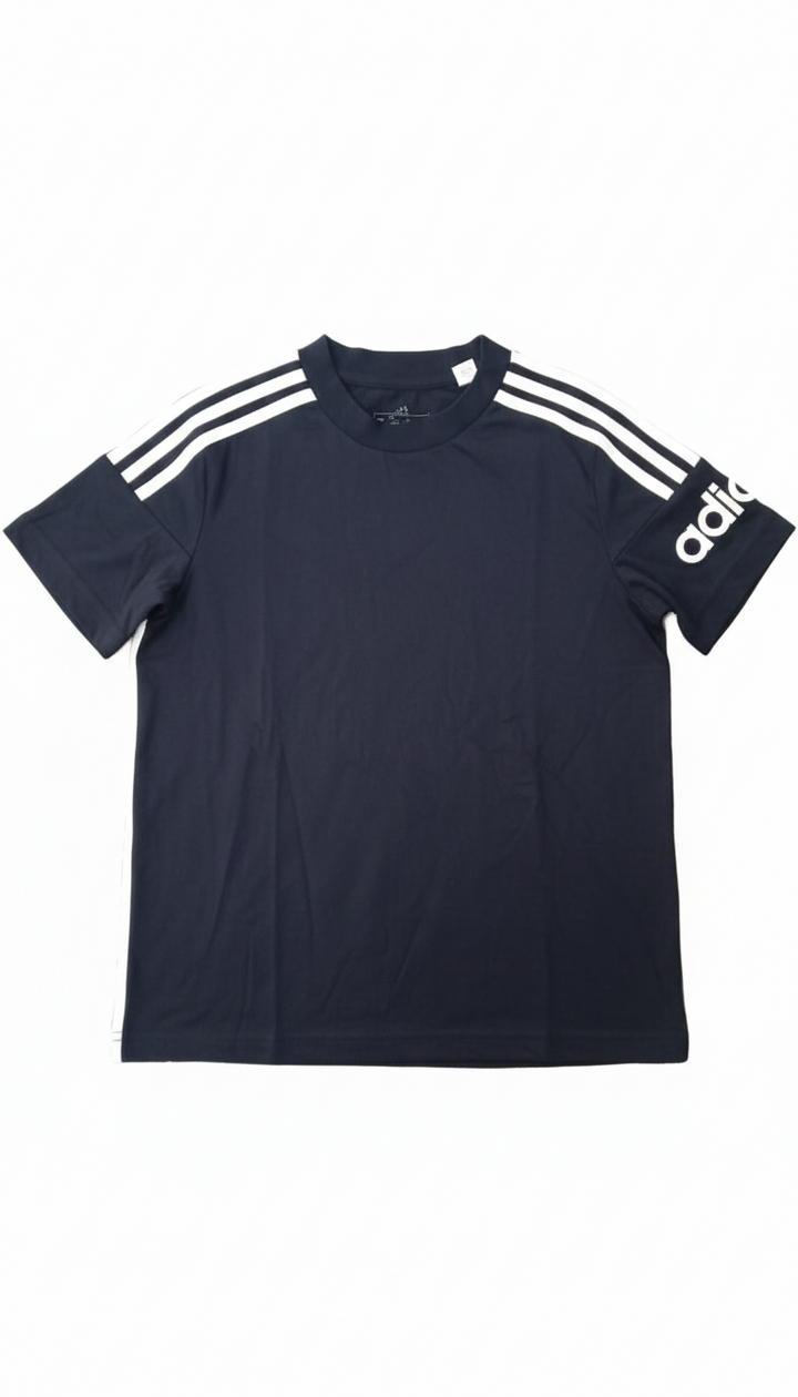 Adidas boys's Essentials 3-Stripes Navy Blue T-Shirt - Small