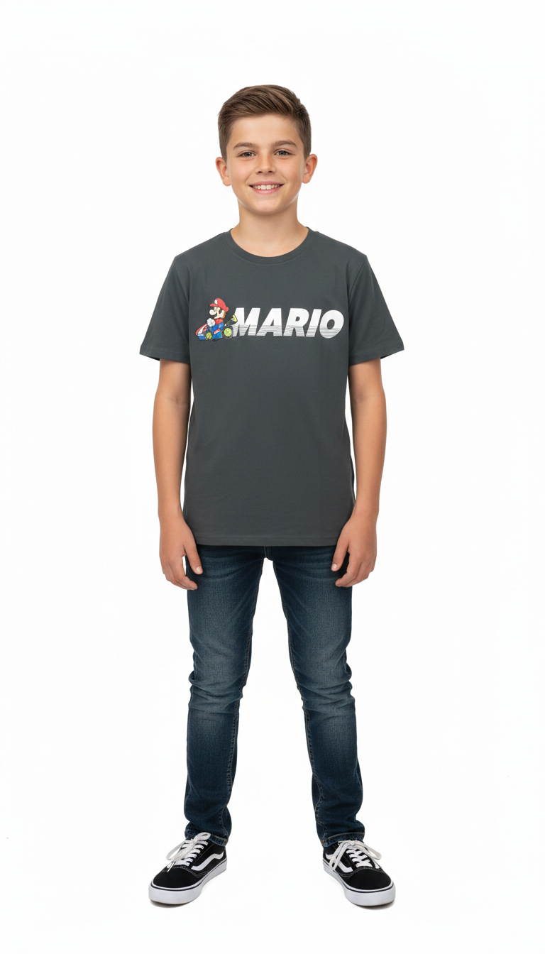 Nintendo Super Mario Kart Graphic T-Shirt - Charcoal Grey (11-12y)