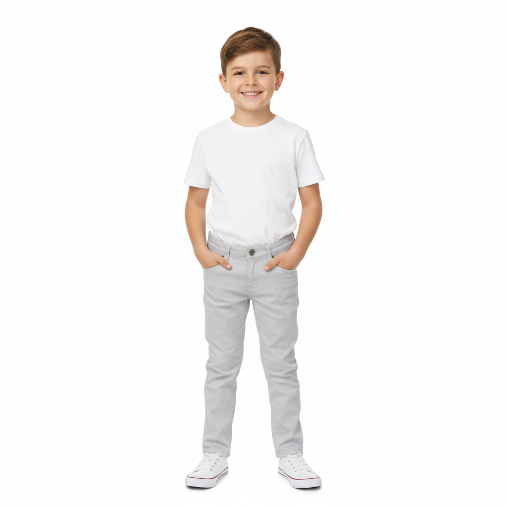 Calvin Klein Jeans Boys' Light Gray Cotton Chino Pants -  4T