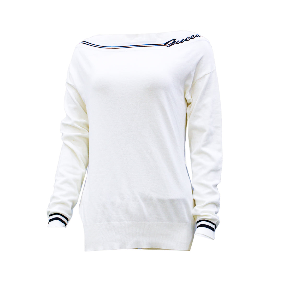 Guess Women Long Sleeve White Winter pullover - Medium