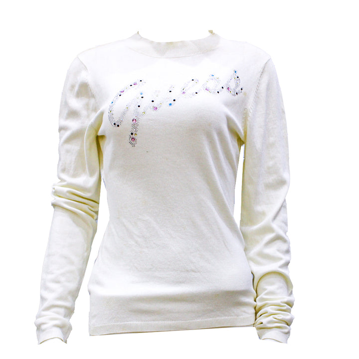 Guess Women Long Sleeve White Winter Top