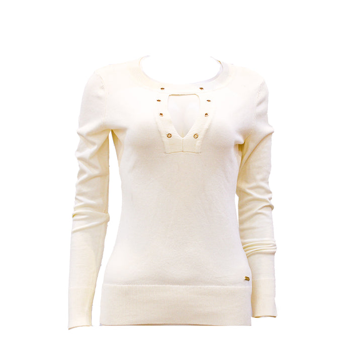 Guess Women Long Sleeve Off White Winter Top - XSmall