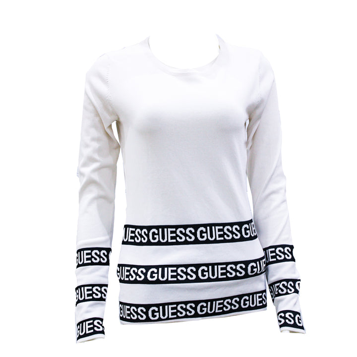 Guess Women Long Sleeve White Pullover