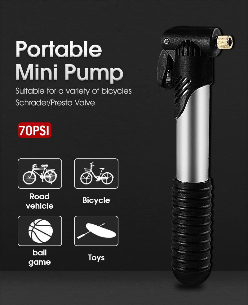 Bicycle Pump Portable Silver Pump for bicyclist  - inflator