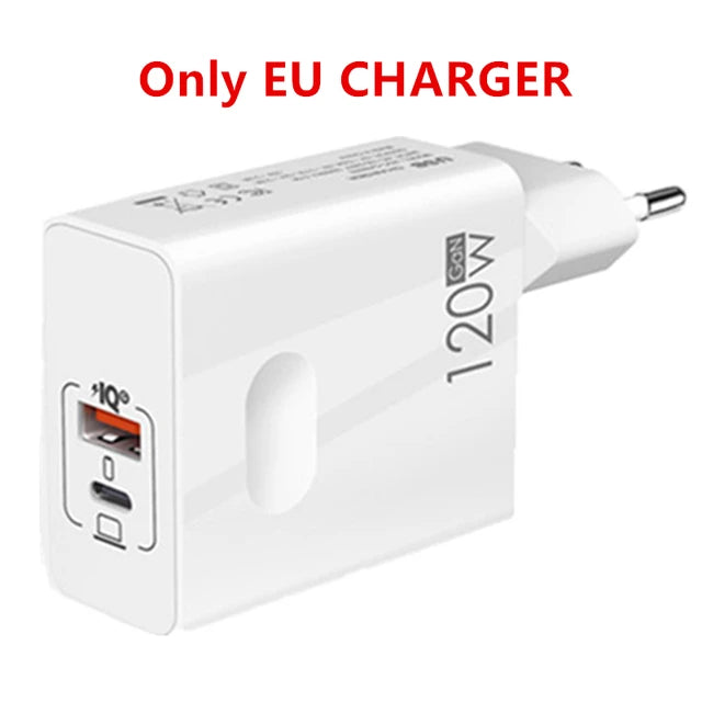 EU Charger , 120W Fast Charger , 3.0 Adapter For Cellphones