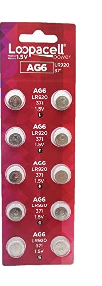 LOOPACELL AG6 LR920 371 370 D371 D370 LR920 LR921 LR69 Alkaline Button Cell Battery X 10 - 3alababak