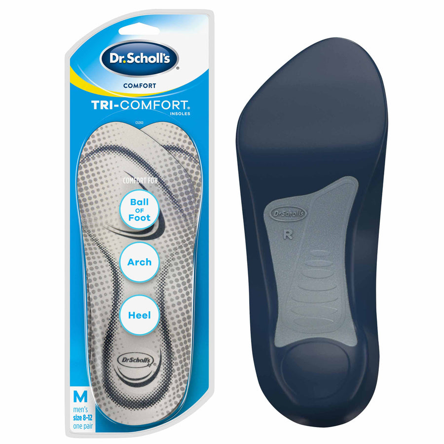 Dr. Scholl's Tri-Comfort Insoles - for Heel, Arch Support and Ball of Foot with Targeted Cushioning (for Men 8-12) - 3alababak