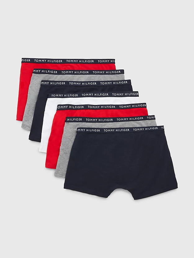 Tommy Hilfiger Men's 7-Pack Logo Waistband Trunks, 14 - 16 Years - 3alababak