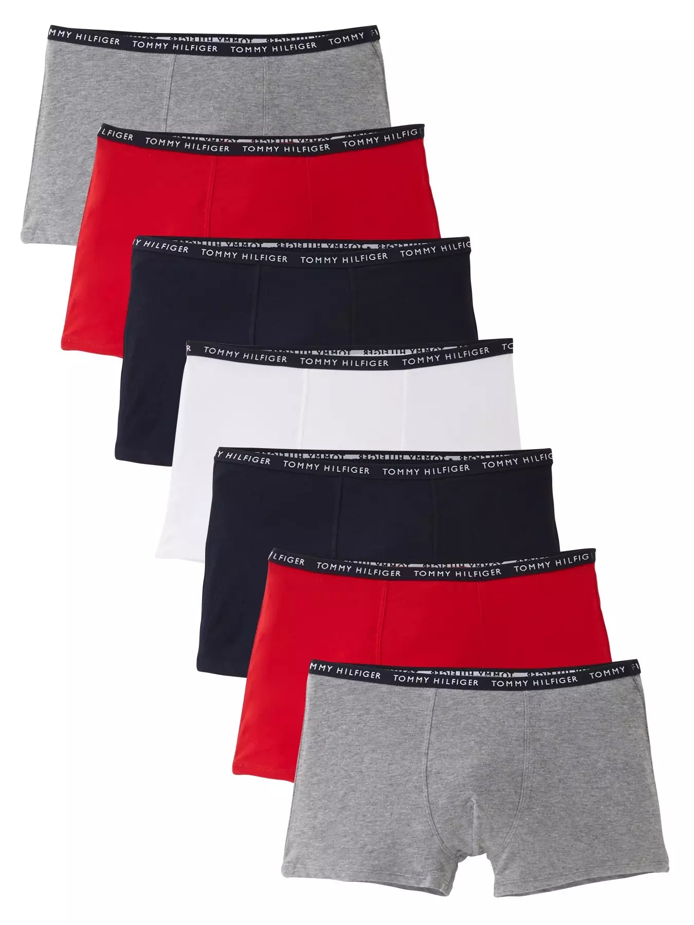 Tommy Hilfiger Men's 7-Pack Logo Waistband Trunks, 14 - 16 Years - 3alababak