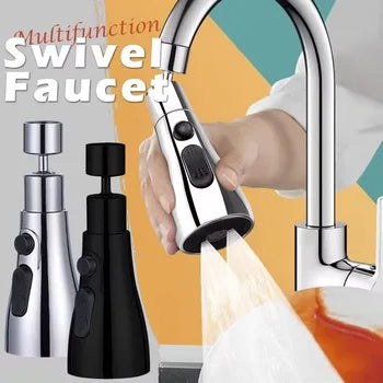 Universal 360° Rotate Kitchen Faucet Extender Aerator Plastic Splash Filter Kitchen Washbasin Faucet Bubbler Nozzle Aerator - Silver