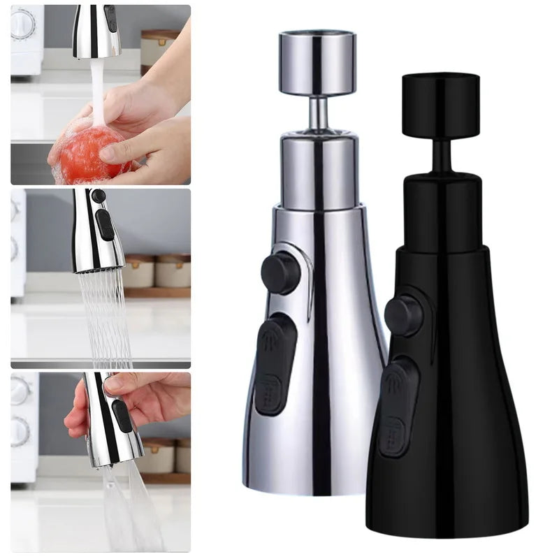Universal 360° Rotate Kitchen Faucet Extender Aerator Plastic Splash Filter Kitchen Washbasin Faucet Bubbler Nozzle Aerator - Silver