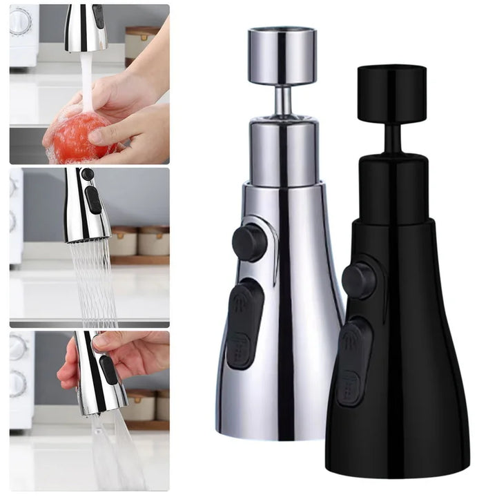 Universal 360° Rotate Kitchen Faucet Extender Aerator Plastic Splash Filter Kitchen Washbasin Faucet Bubbler Nozzle Aerator - Silver