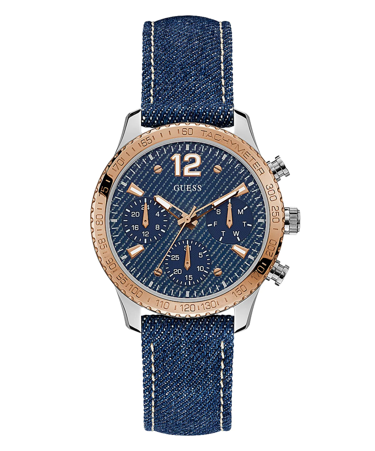 Guess Women Analogue Quartz Watch with Blue Leather Strap W1057L1 - 3alababak