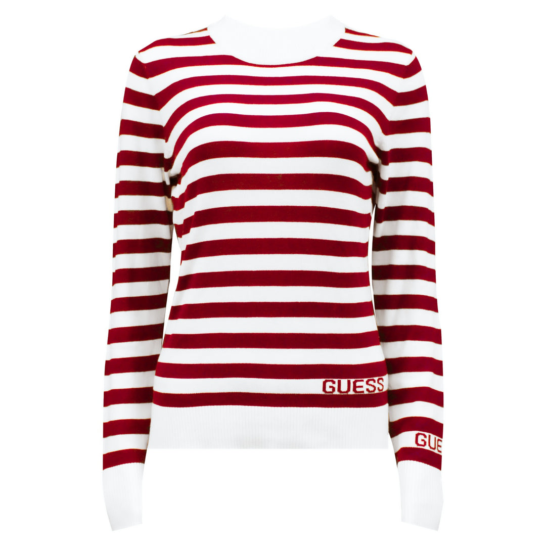 Guess Women Long Sleeve Red/White Sweater Top - Small