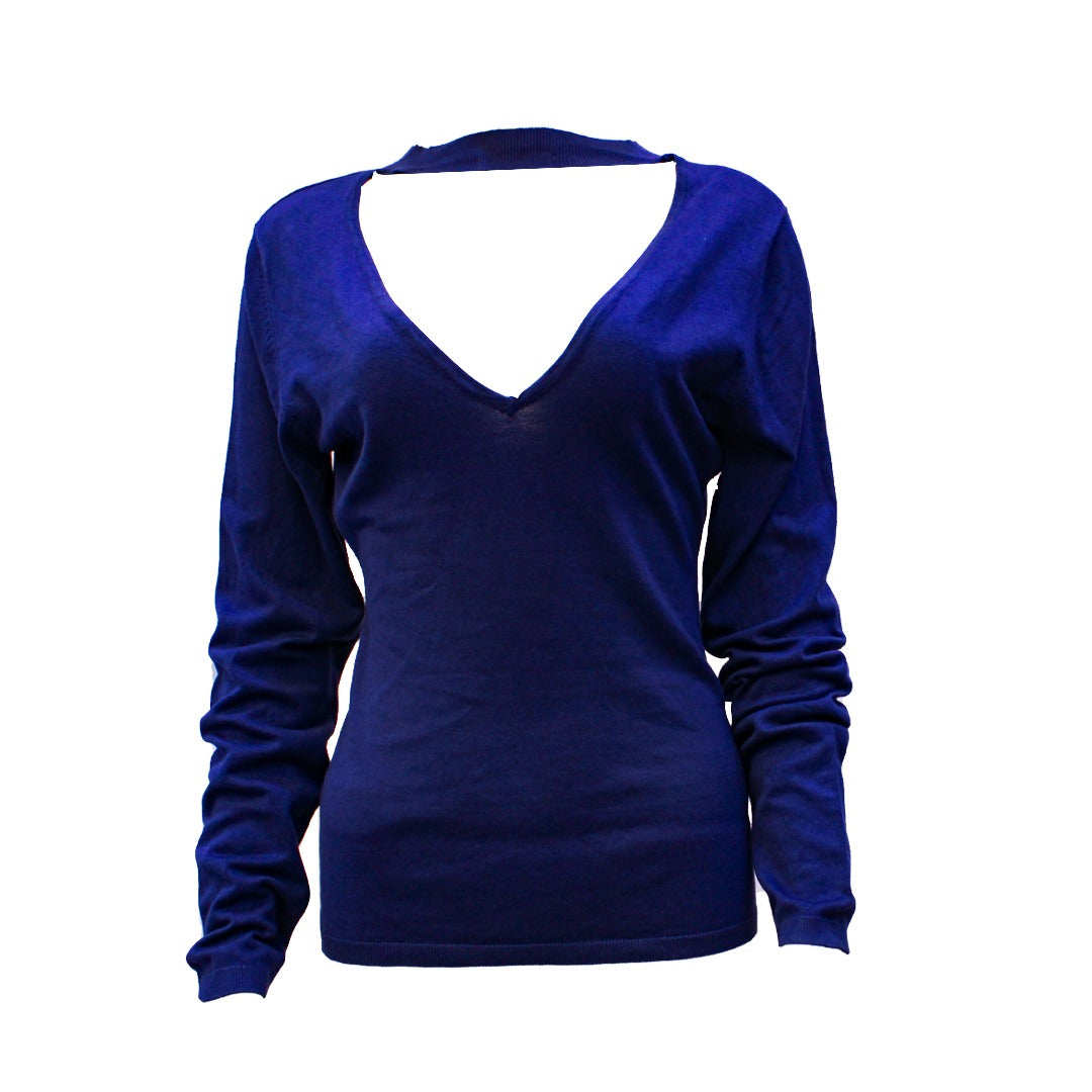 Guess Women Long Sleeve Blue Winter Top - Medium