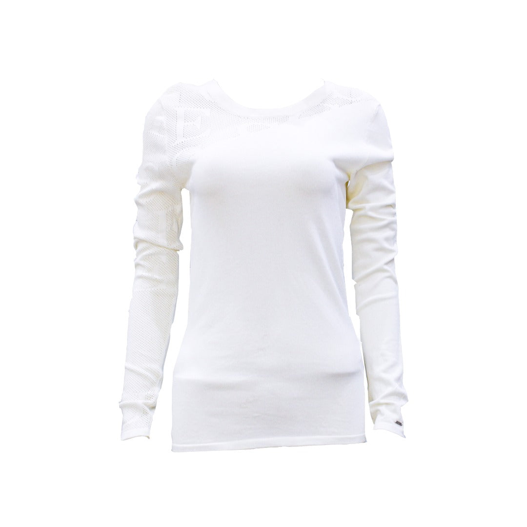 Guess Women Long Sleeve White Round Neck Winter top