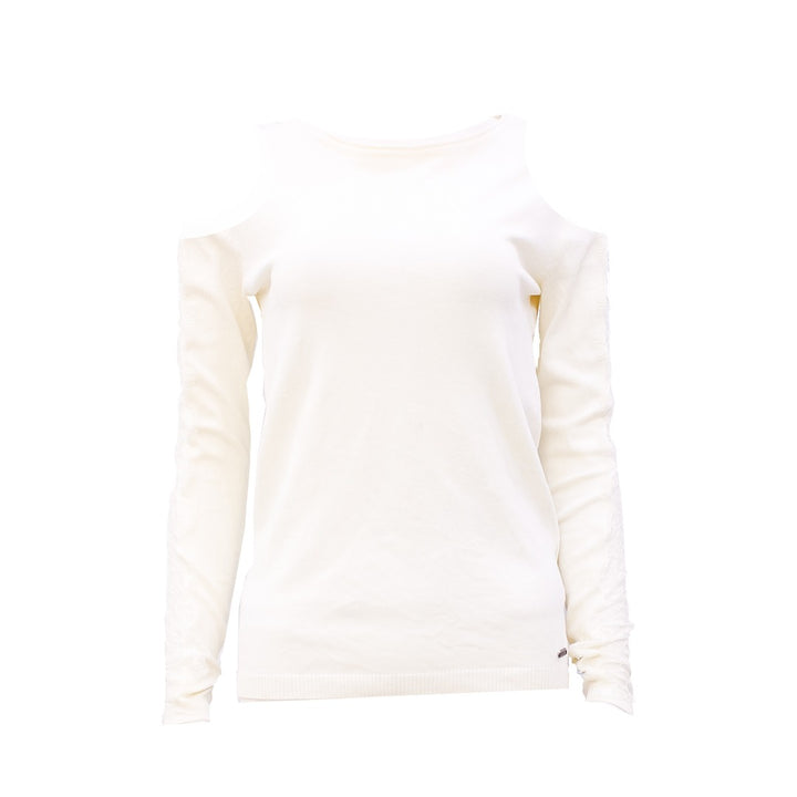 Guess Women Long Sleeve Off White Pullover - Xsmall