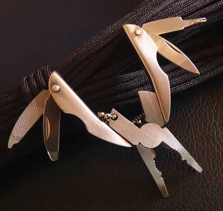 EDC Tools Travel Kits Portable Multifunction Folding Plier Stainless Steel Foldaway Knife Keychain Screwdriver Camping Survival