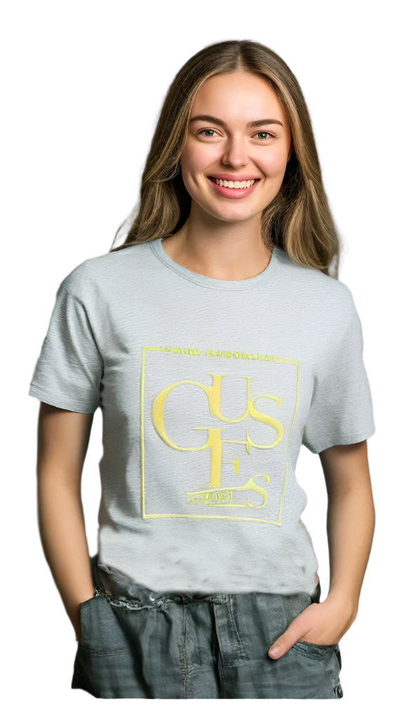 Guess Women Front Logo Print T-shirt Grey Color