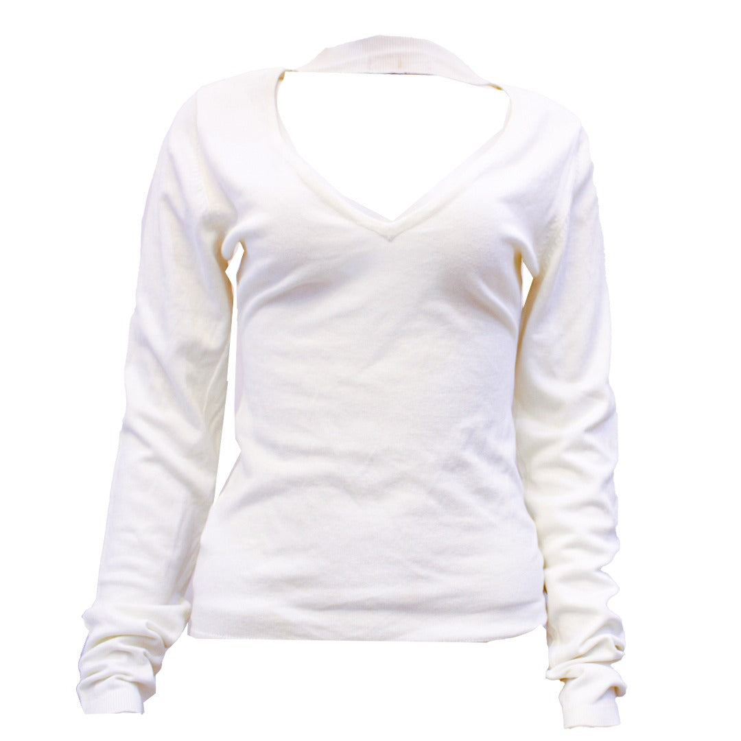 Guess Women Long Sleeve White Winter Top