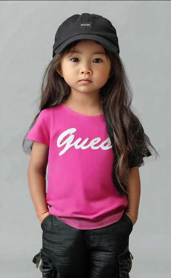 Guess Kids Girls Cotton T-shirt Pink Color