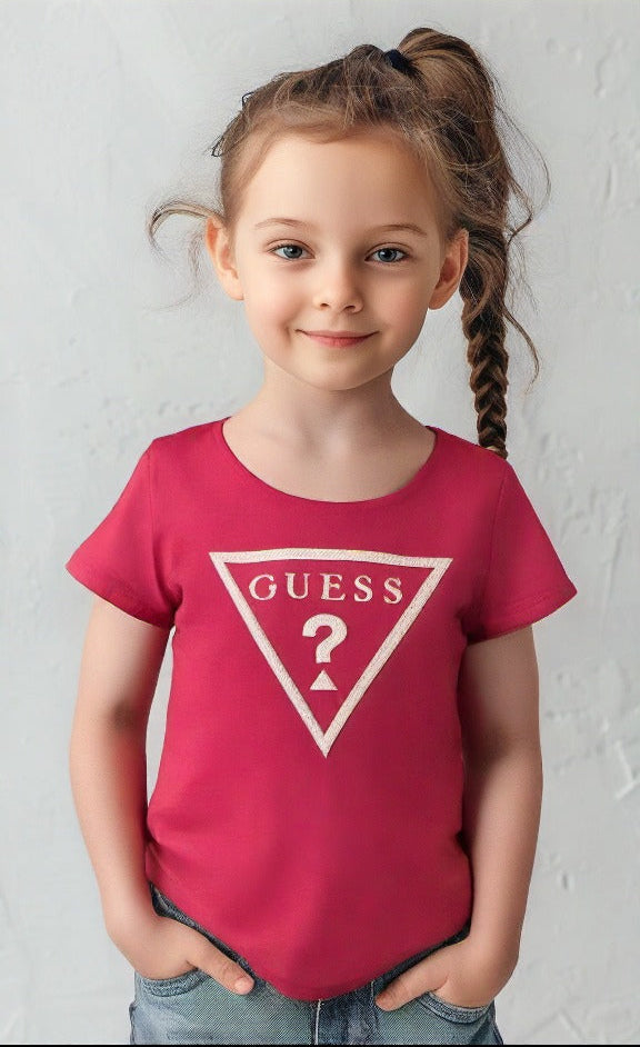 Guess Kids Baby Girl Dark Pink Cotton T-shirt