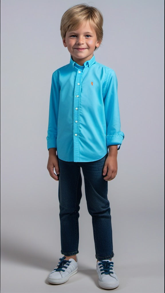 Ralph Lauren boys blake cotton oxford shirt tropic turquoise