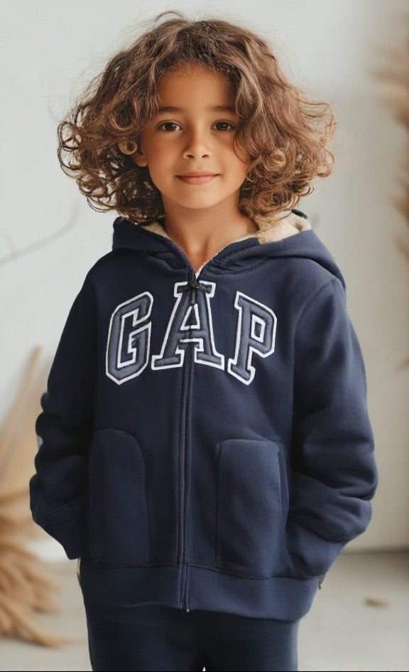 Gap Baby Cozy Logo Hoodie Blue Galaxy zip front Boys