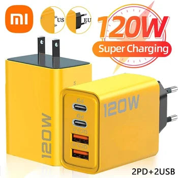 4 Ports USB C PD Charger Quick Charge 3.0 Type C USB Phone Chargers Fast Charging 120 watt Adapter For iPhone 16 15  iPad Samsung Xiaomi Huawei