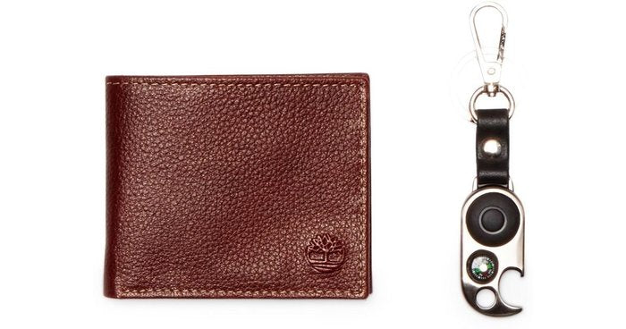Timberland Men's Leather Slimfold Wallet with Tech Key Chain Gift Set NP0369/01