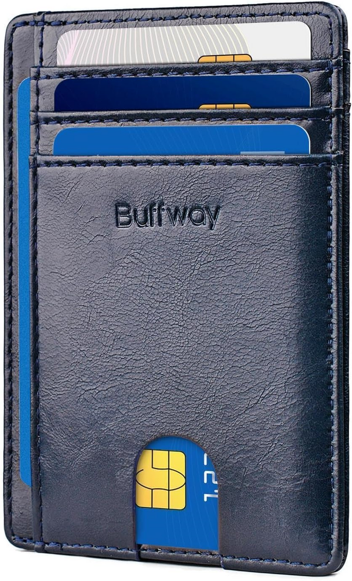 Buffway Slim Minimalist Front Pocket RFID Blocking Leather Wallets for Men and Women