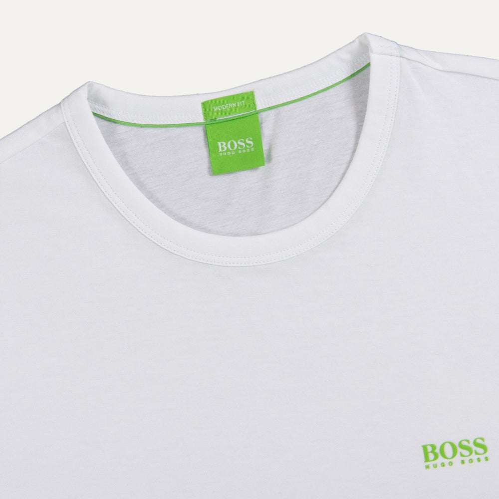 HUGO BOSS GREEN CLASSIC LOGO PRINTED T-SHIRT WHITE Regular Fit - Size Large - 3alababak