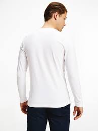 Tommy Hilfiger Men's Long Sleeve Slim Fit White Tee, X-Large