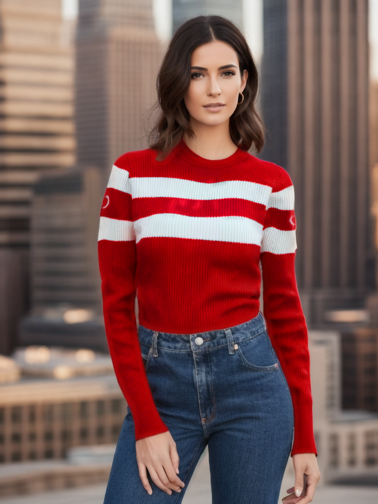 Guess Women Long Sleeve Red Sweater Top