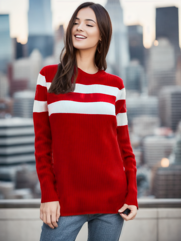 Guess Women Long Sleeve Red Sweater Top