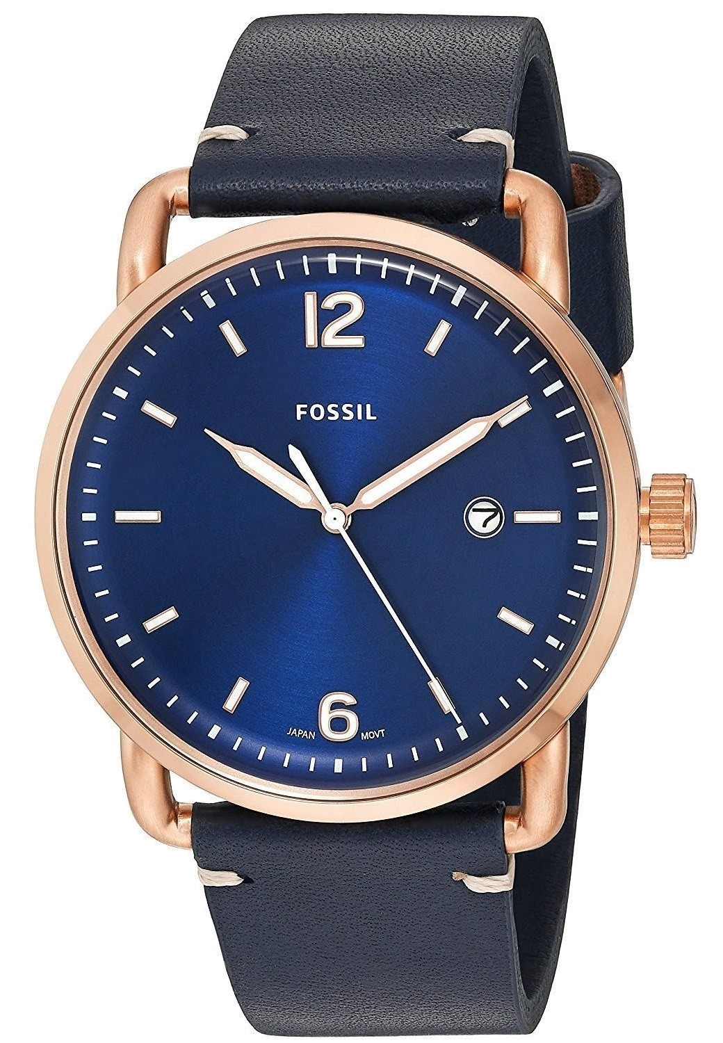 Fossil Men's The Commuter Three-Hand Date Blue Leather Watch - FS5274