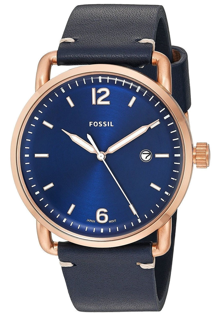 Fossil Men's The Commuter Three-Hand Date Blue Leather Watch - FS5274