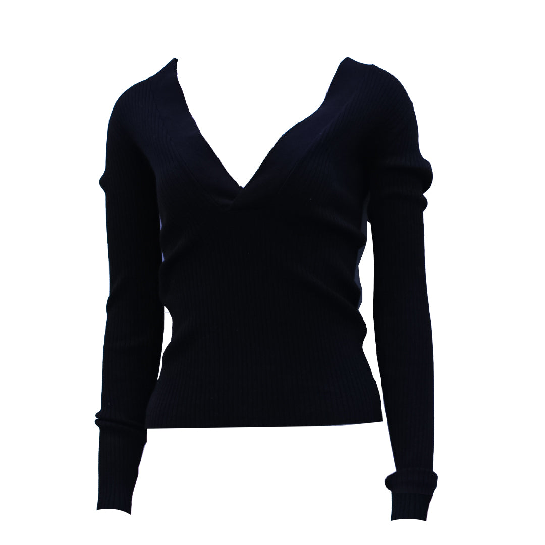 Guess Women Long Sleeve Black Top - Small