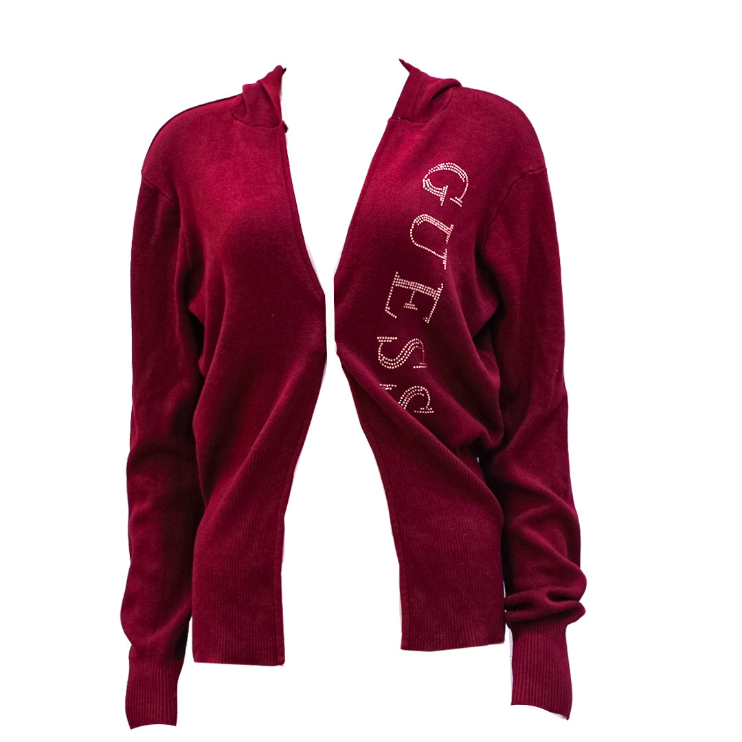 Guess Women Long Sleeve short cardigan sweater red - Large