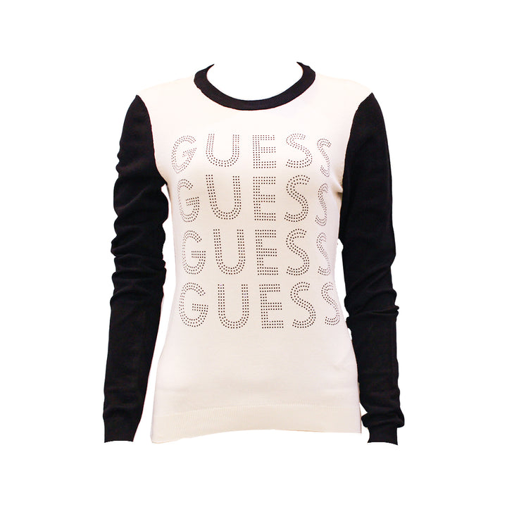 Guess Women Long Sleeve White/Black Winter Top - Small