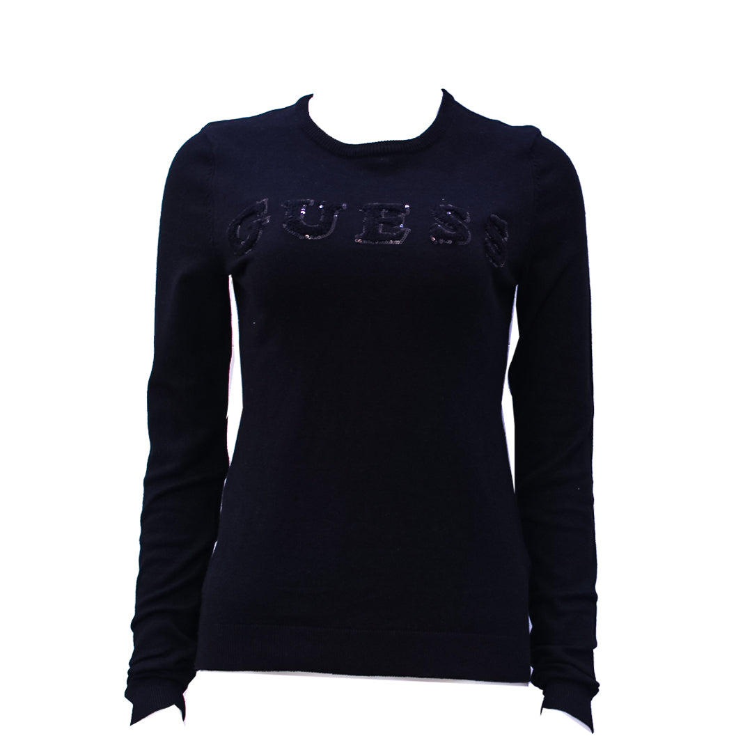 Guess Women Long Sleeve Black Pullover - Small