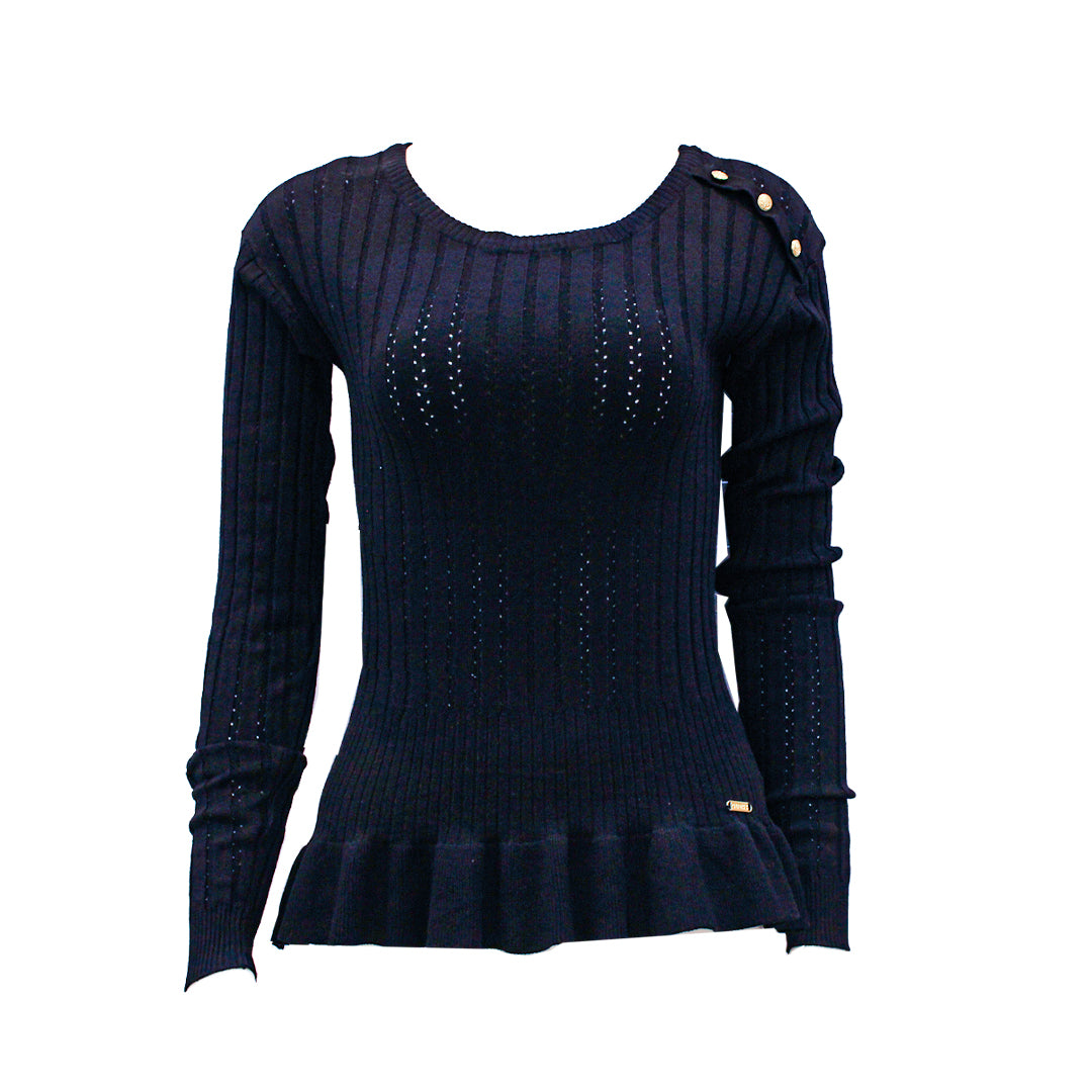 Guess Women Long Sleeve Black Pullover - Medium