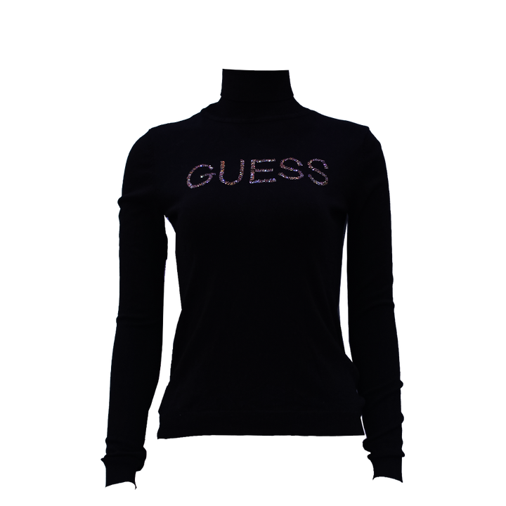 Guess Women Long Sleeve Black High Neck Pullover - Xsmall