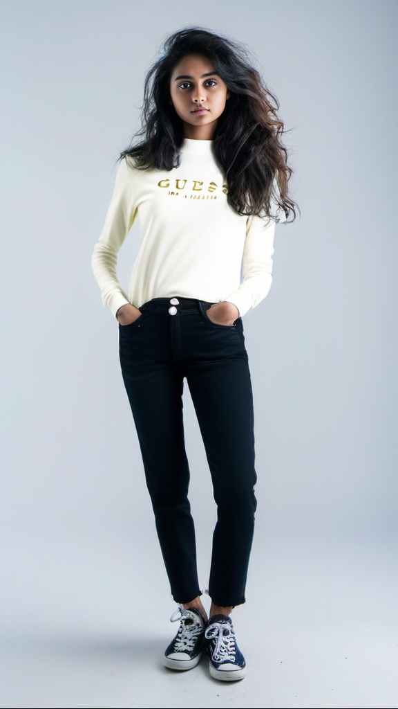 Guess Women Long Sleeve White High Neck Pullover